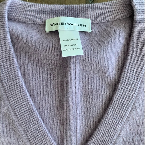 CURRENT SEASON White + Warren 100% cashmere v neck soft plum NWT - Picture 6 of 7